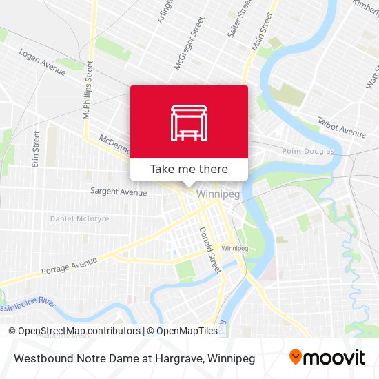 Westbound Notre Dame at Hargrave map