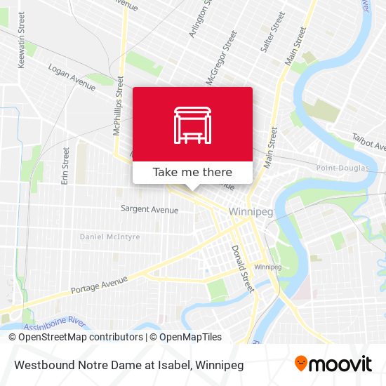 Westbound Notre Dame at Isabel map