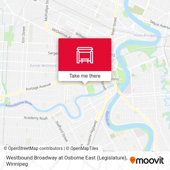 Westbound Broadway at Osborne East (Legislature) map