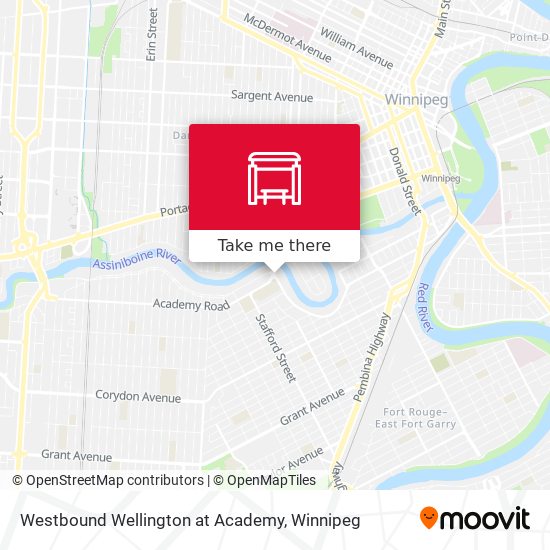 Westbound Wellington at Academy map
