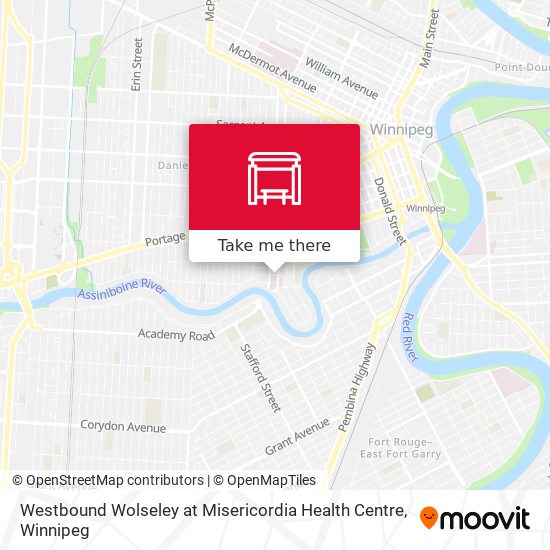 Westbound Wolseley at Misericordia Health Centre map