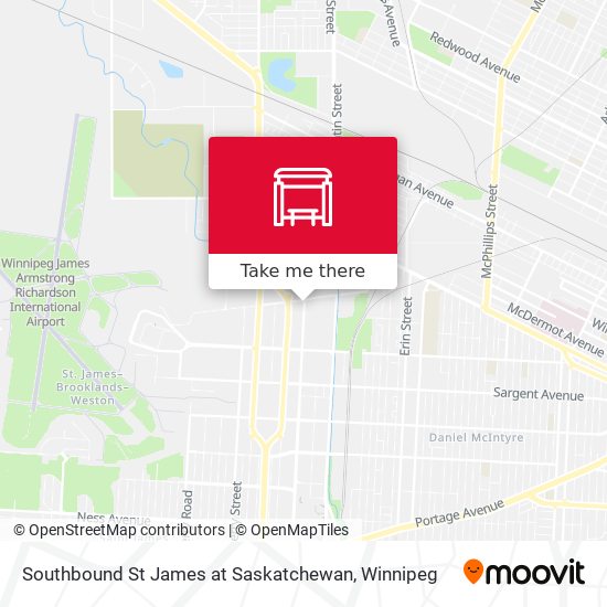 Southbound St James at Saskatchewan map