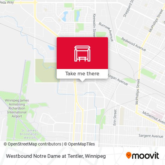 Westbound Notre Dame at Tentler map