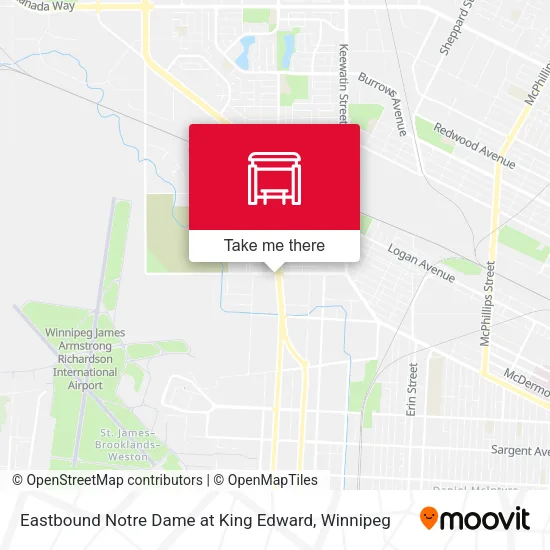 Eastbound Notre Dame at King Edward map