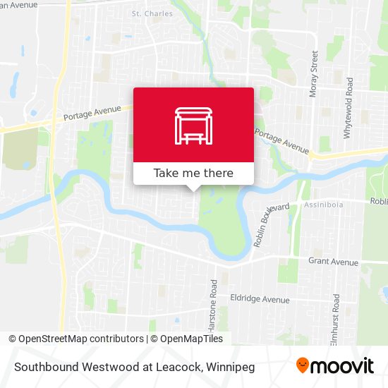 Southbound Westwood at Leacock map