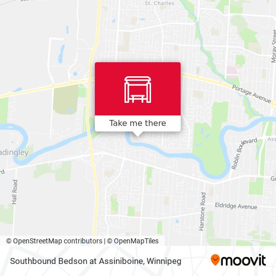 Southbound Bedson at Assiniboine map