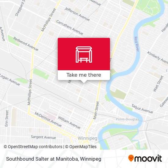 Southbound Salter at Manitoba map