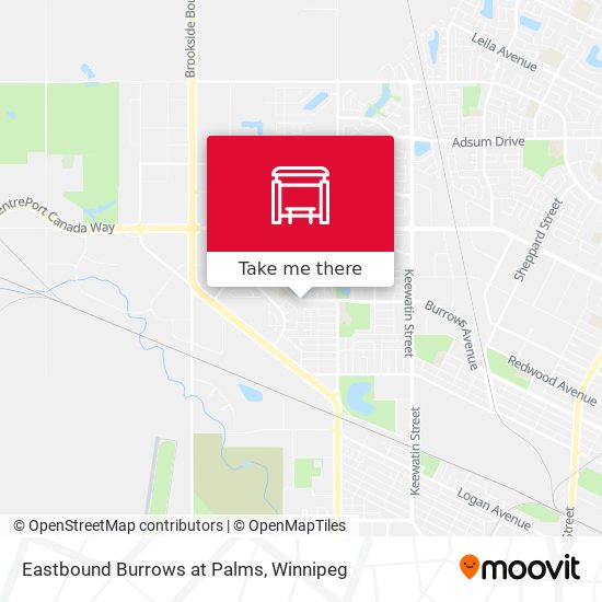 Eastbound Burrows at Palms map