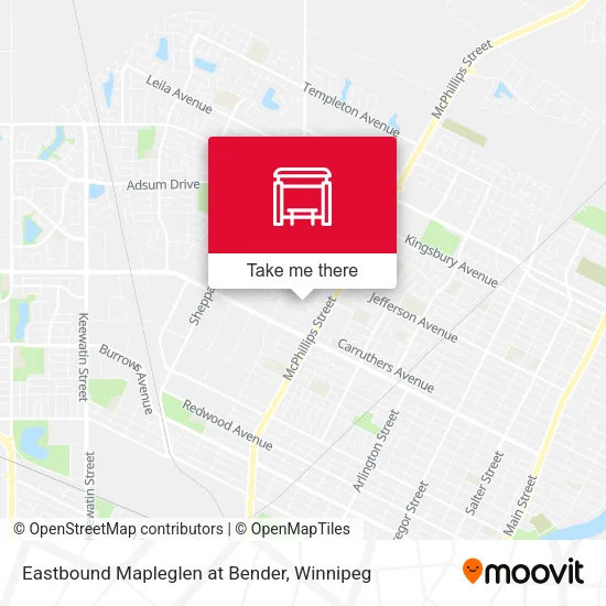 Eastbound Mapleglen at Bender map