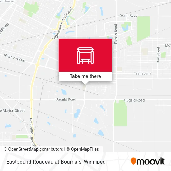 Eastbound Rougeau at Bournais map