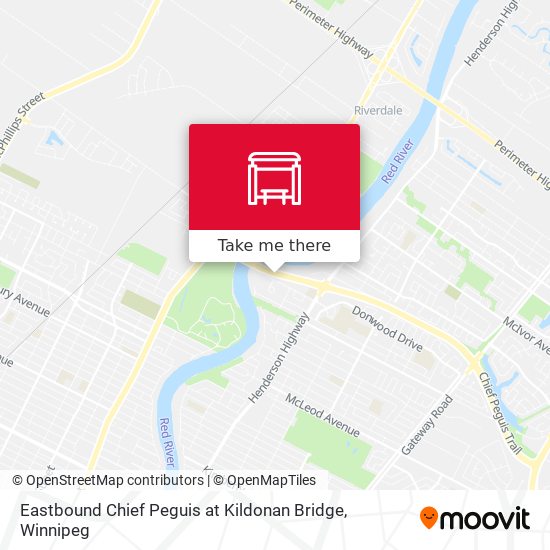 Eastbound Chief Peguis at Kildonan Bridge map