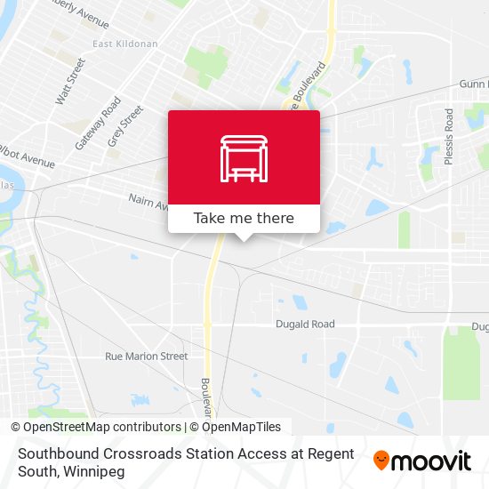 Southbound Crossroads Station Access at Regent South map