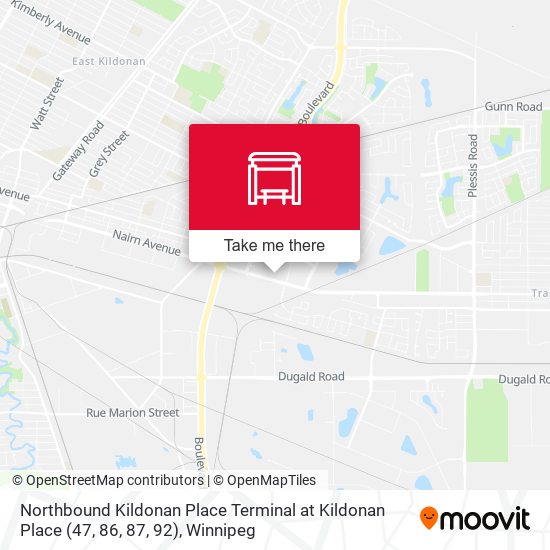 Northbound Kildonan Place Terminal at Kildonan Place (47, 86, 87, 92) plan