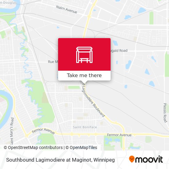 Southbound Lagimodiere at Maginot map