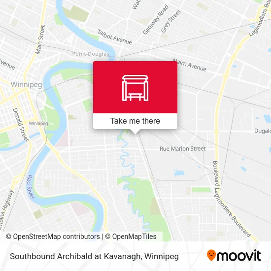 Southbound Archibald at Kavanagh map