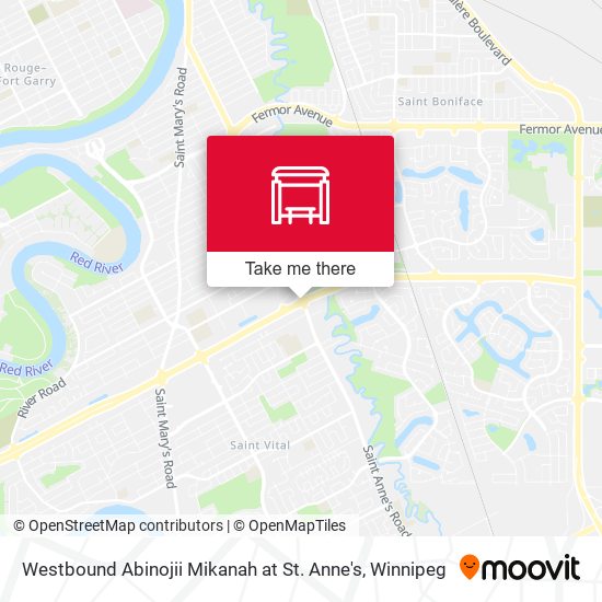 Westbound Abinojii Mikanah at St. Anne's map