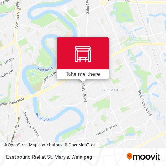 Eastbound Riel at St. Mary's map