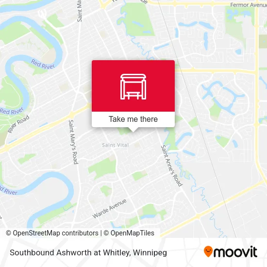 Southbound Ashworth at Whitley map