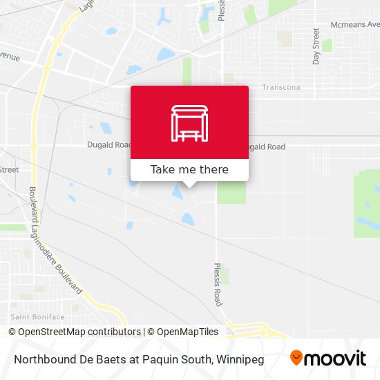 Northbound De Baets at Paquin South map