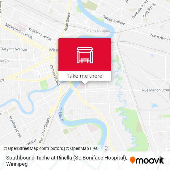 Southbound Tache at Rinella (St. Boniface Hospital) map