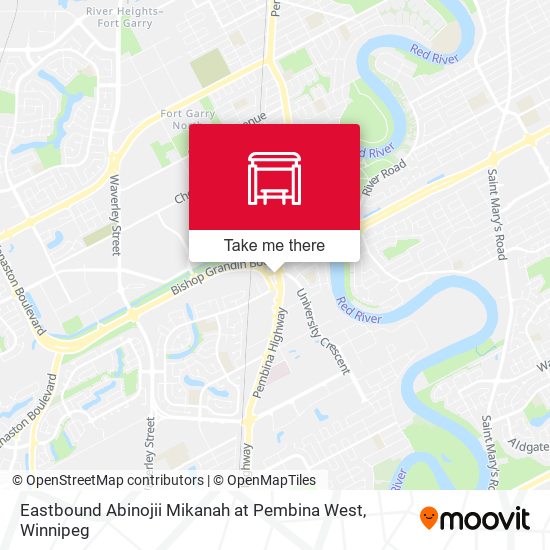 Eastbound Abinojii Mikanah at Pembina West map
