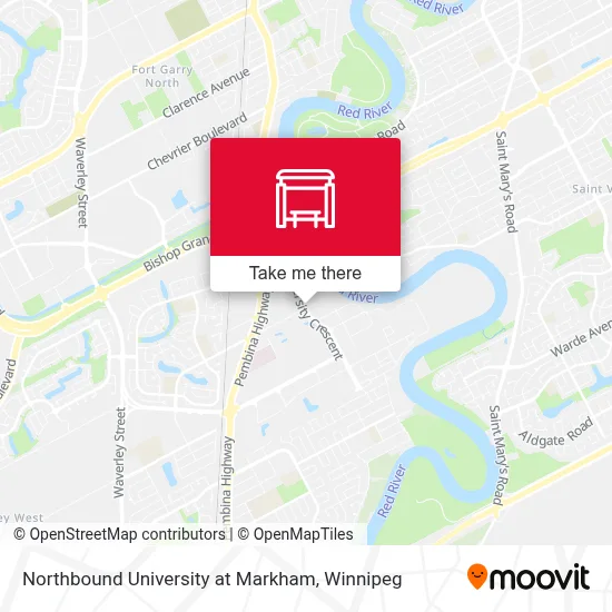 Northbound University at Markham map