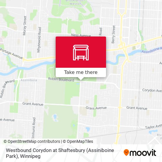 Westbound Corydon at Shaftesbury (Assiniboine Park) map