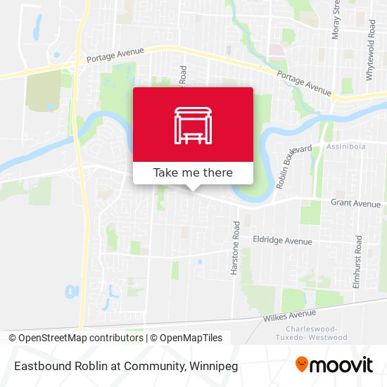 Eastbound Roblin at Community map