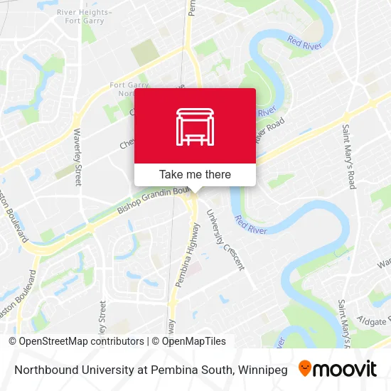 Northbound University at Pembina South map