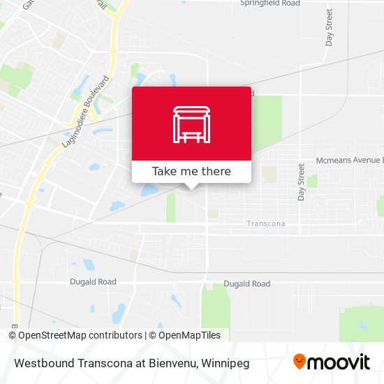 Westbound Transcona at Bienvenu map