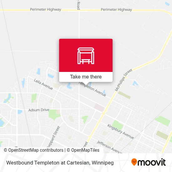 Westbound Templeton at Cartesian map
