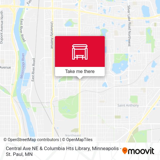 Central Ave NE & Columbia Hts Library map