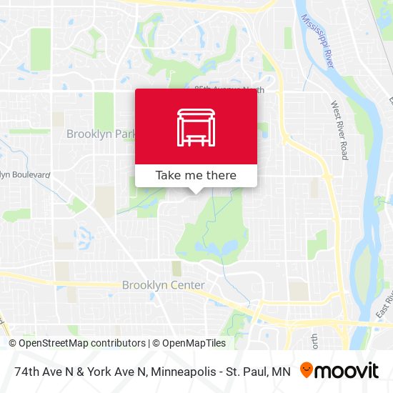 74th Ave N & York Ave N map