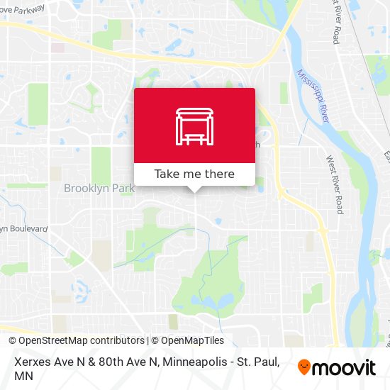 Xerxes Ave N & 80th Ave N map