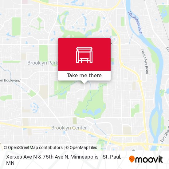Xerxes Ave N & 75th Ave N map