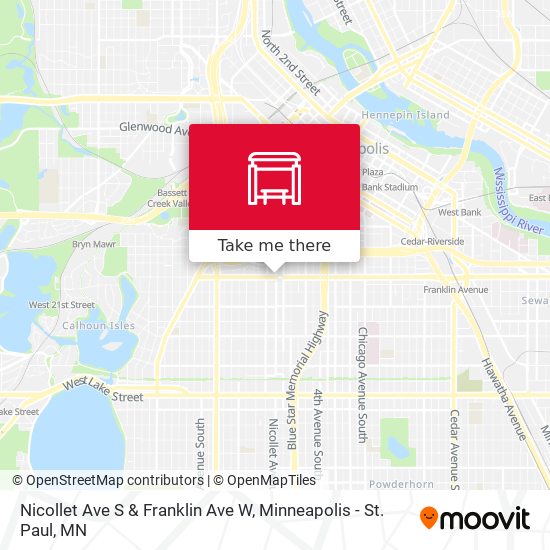 Nicollet Ave S & Franklin Ave W map