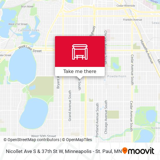 Nicollet Ave S & 37th St W map