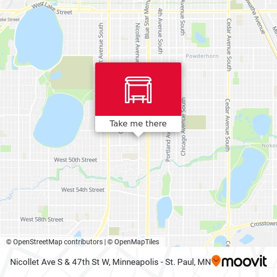 Nicollet Ave S & 47th St W map