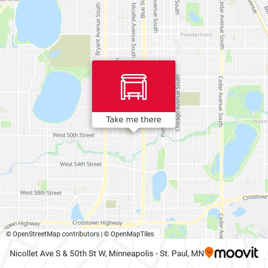 Nicollet Ave S & 50th St W map