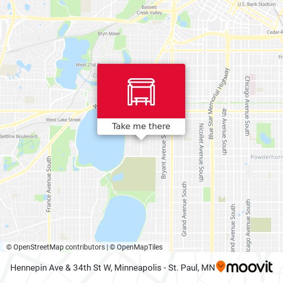 Hennepin Ave & 34th St W map