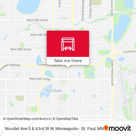 Nicollet Ave S & 63rd St W map