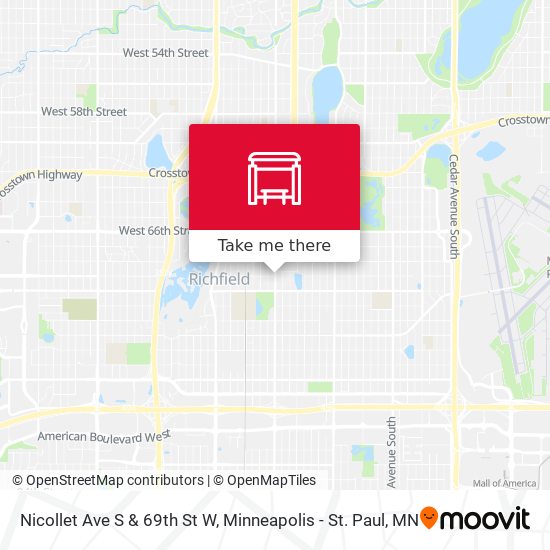 Nicollet Ave S & 69th St W map