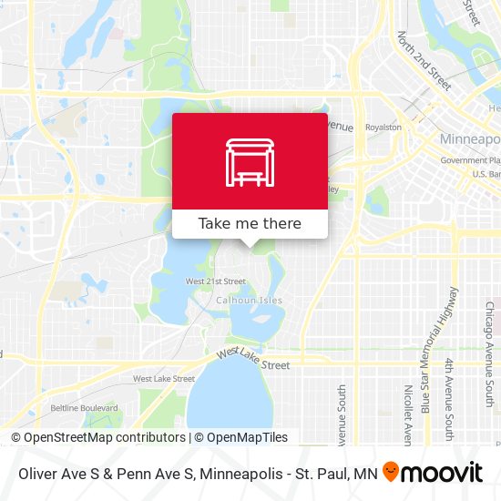Oliver Ave S & Penn Ave S map