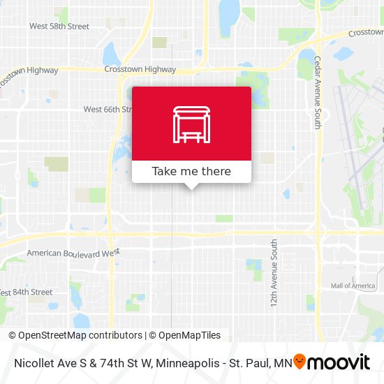 Nicollet Ave S & 74th St W map