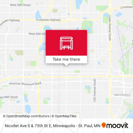 Nicollet Ave S & 75th St E map
