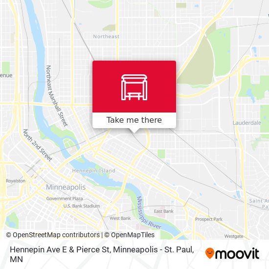 Hennepin Ave E & Pierce St map