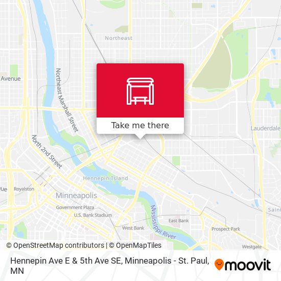 Hennepin Ave E & 5th Ave SE map