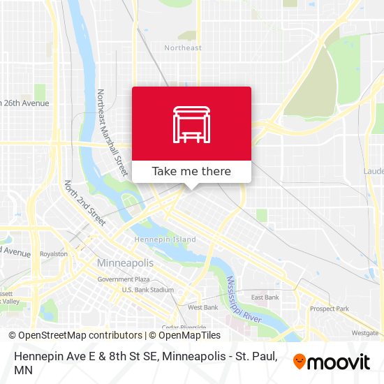 Hennepin Ave E & 8th St SE map