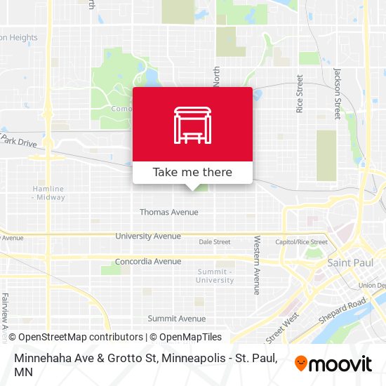 Minnehaha Ave & Grotto St map