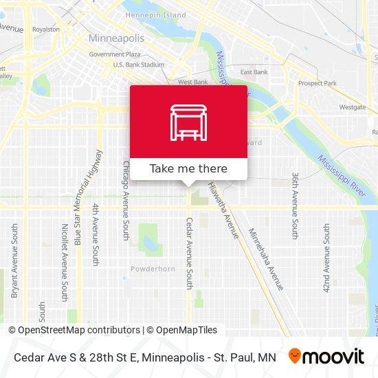 Cedar Ave S & 28th St E map